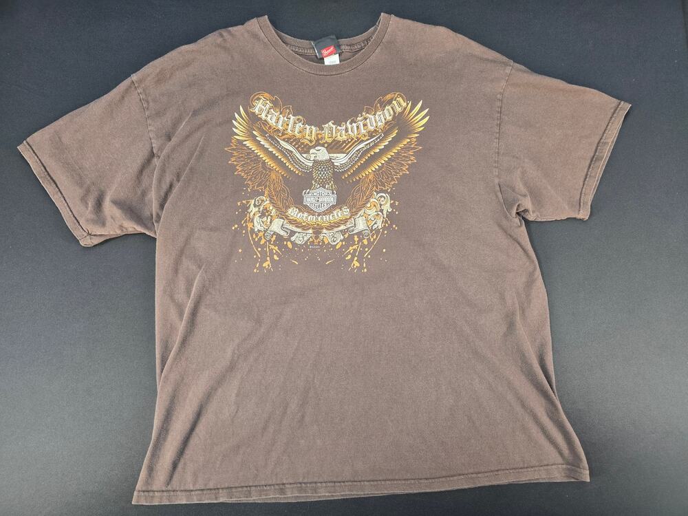 Harley-Davidson Men's 2XL Brown Eagle Graphic T-Shirt Glacial Lakes 2011